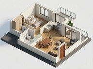 Floor plan of 1 BHK 444 Sq. Ft. Apartment in Kolte Patil Life Republic Universe, Pune