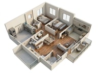 Floor plan of 2 BHK 612 Sq. Ft. Apartment in Kolte Patil Life Republic Universe, Pune