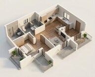 Floor plan of 1 BHK 394 Sq. Ft. Apartment in Kolte Patil Life Republic Universe, Pune