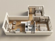Floor plan of 2 BHK 307 Sq. Ft. Apartment in LnT Centrona, Mumbai