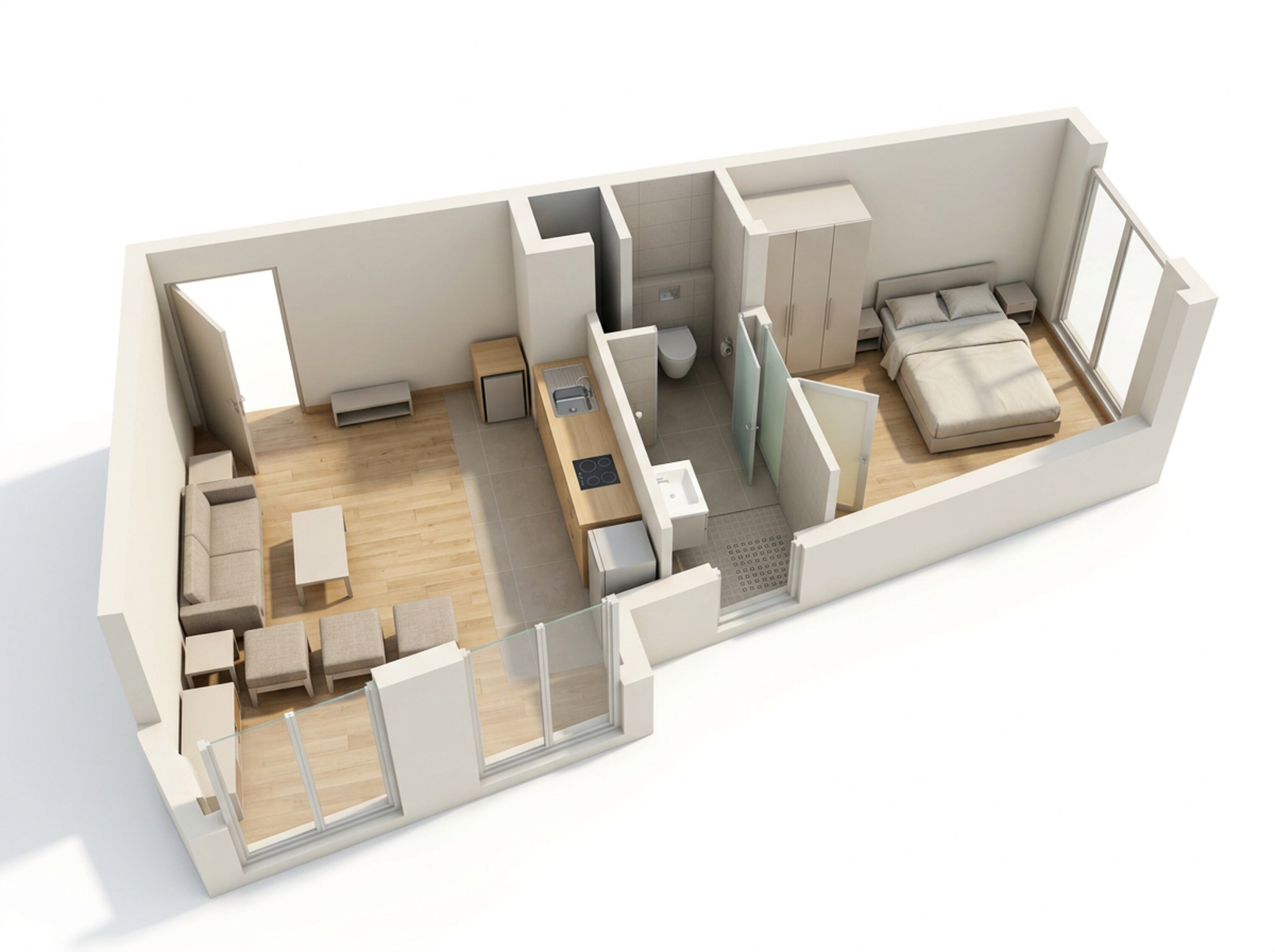 Floor plan of 1 BHK Apartment - 264 sq. ft. in LnT Centrona, Mumbai