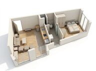 Floor plan of 1 BHK 264 Sq. Ft. Apartment in LnT Centrona, Mumbai