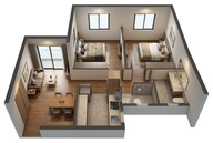 Floor plan of 2 BHK 637 Sq. Ft. Apartment in LnT Centrona, Mumbai