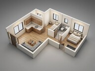 Floor plan of 2 BHK 322 Sq. Ft. Apartment in LnT Centrona, Mumbai