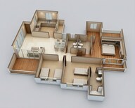 Floor plan of 3 BHK 1064 Sq. Ft. Apartment in Kolte Patil Centria R Building Casa, Pune