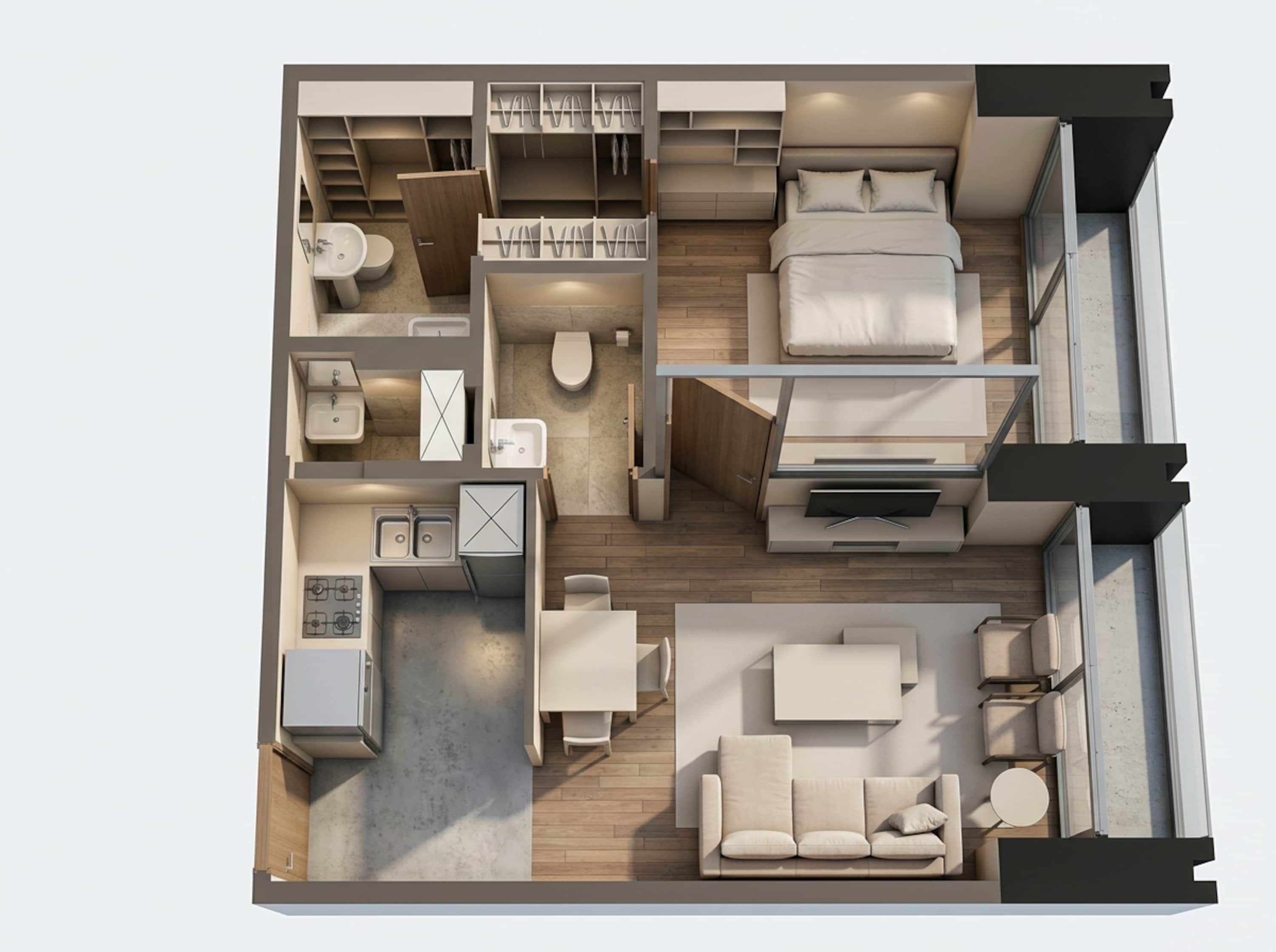 Floor plan of 1 BHK 376 Sq. Ft. Apartment in Transcon Triumph Tower 3, Mumbai