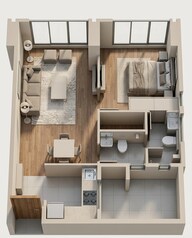 Floor plan of 1 BHK 397 Sq. Ft. Apartment in Transcon Triumph Tower 3, Mumbai