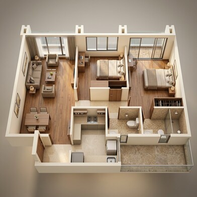 Floor plan of 2 BHK 625 Sq. Ft. Apartment in Transcon Triumph Tower 3, Mumbai