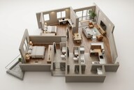 Floor plan of 2 BHK 1589 Sq. Ft. Apartment in Shapoorji Pallonji Parkwest Phase 2, Bangalore
