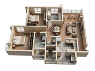 Floor plan of 2 BHK 1665 Sq. Ft. Apartment in Shapoorji Pallonji Parkwest Phase 2, Bangalore
