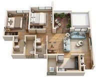 Floor plan of 2 BHK 558 Sq. Ft. Apartment in Shapoorji Pallonji Sensorium Auris, Pune