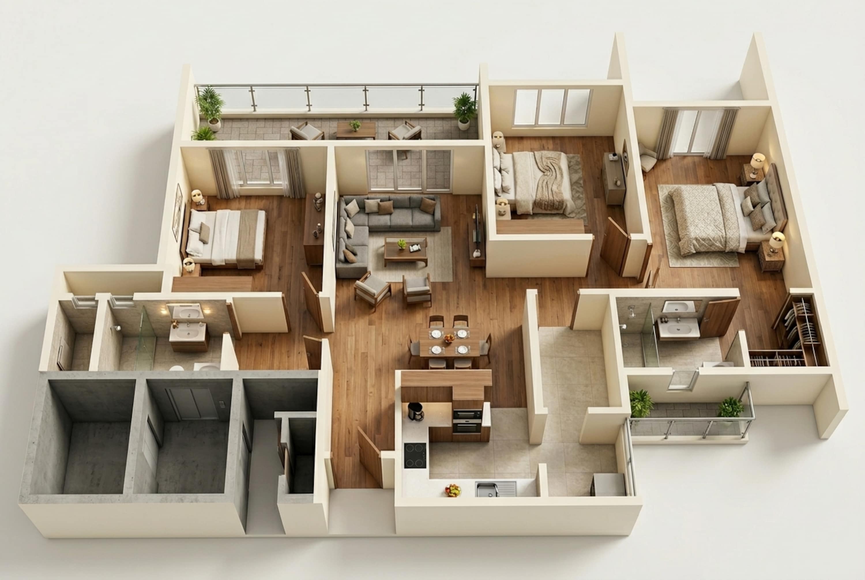 Floor plan of 3 BHK 1829 Sq. Ft. Apartment in Godrej Air Sector 85, Gurgaon