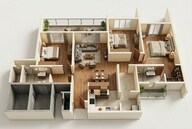 Floor plan of 3 BHK 1829 Sq. Ft. Apartment in Godrej Air Sector 85, Gurgaon