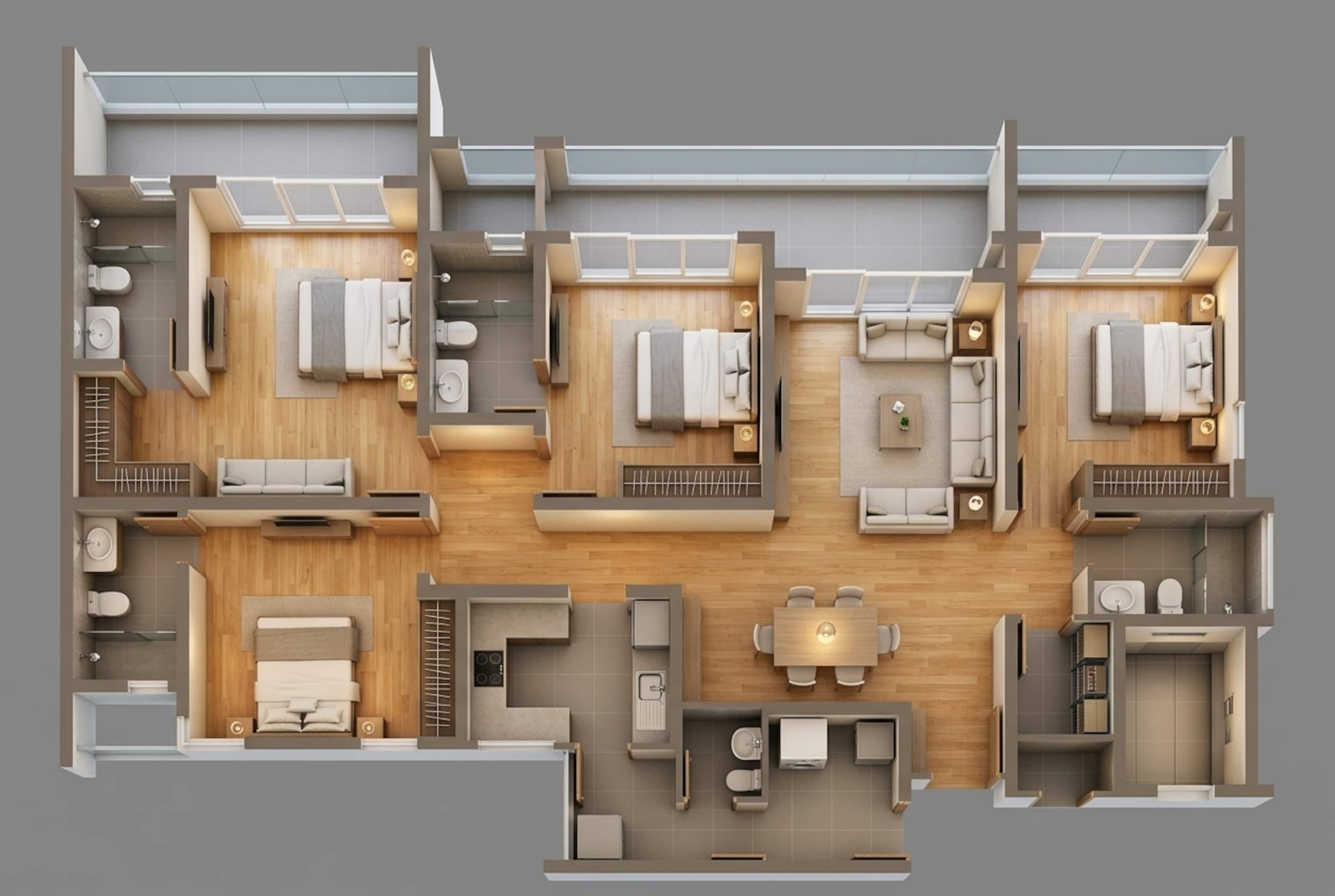 Floor plan of 4 BHK 2599 Sq. Ft. Apartment in Godrej Air Sector 85, Gurgaon