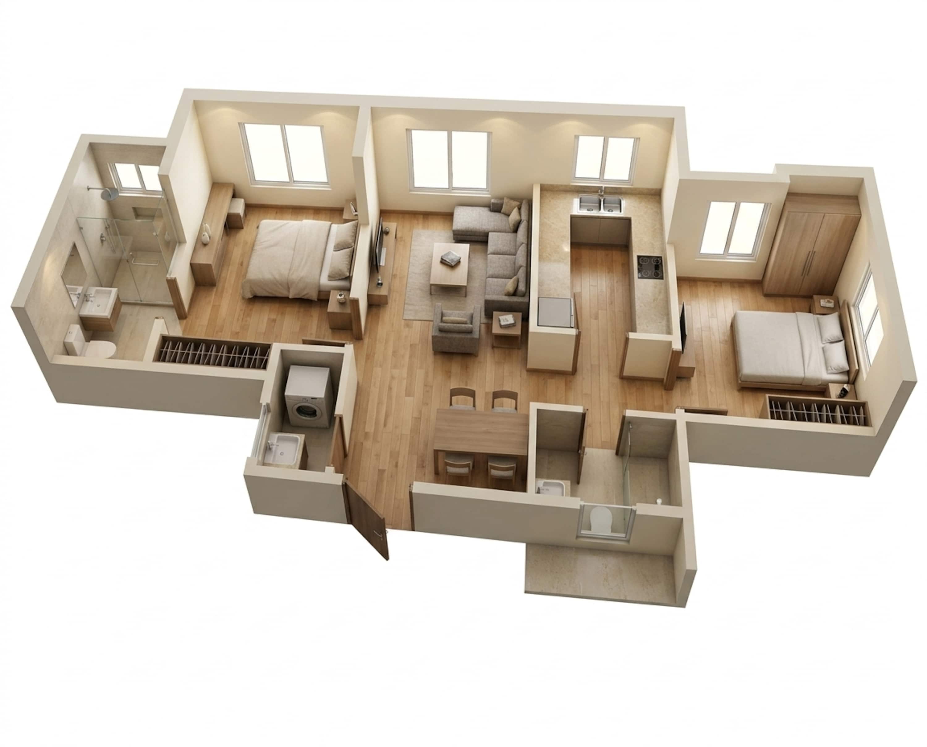 Floor plan of 2 BHK 687 Sq. Ft. Apartment in Kalpataru Park Riviera, Navi Mumbai
