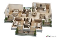 Floor plan of 3 BHK 1169 Sq. Ft. Apartment in Godrej Serenity Gurgaon, Gurgaon