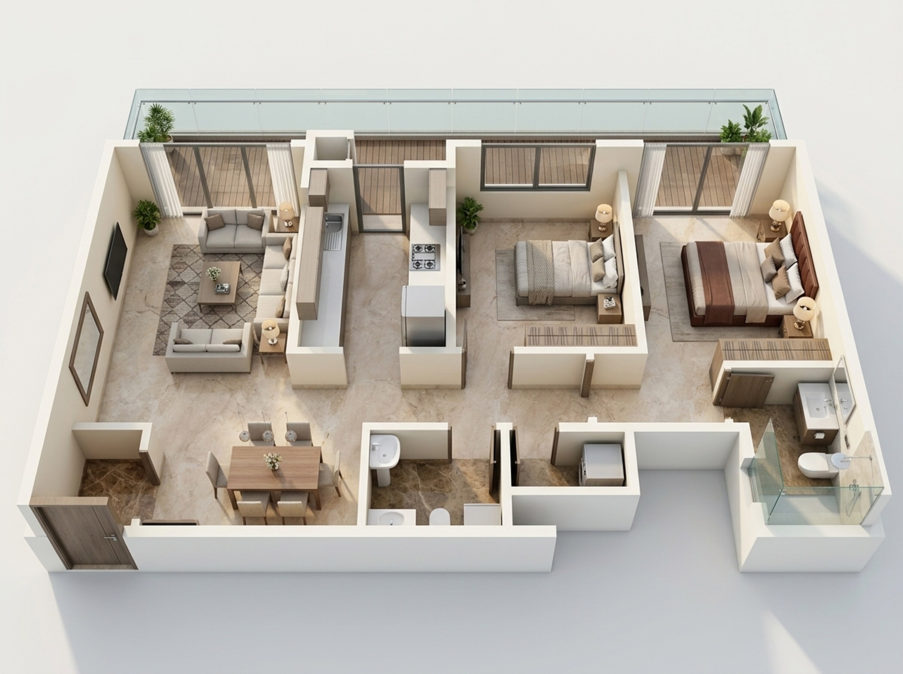 Floor plan of 2 BHK 692 Sq. Ft. Apartment in Mahindra Alcove, Mumbai