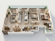 Floor plan of 2 BHK 692 Sq. Ft. Apartment in Mahindra Alcove, Mumbai
