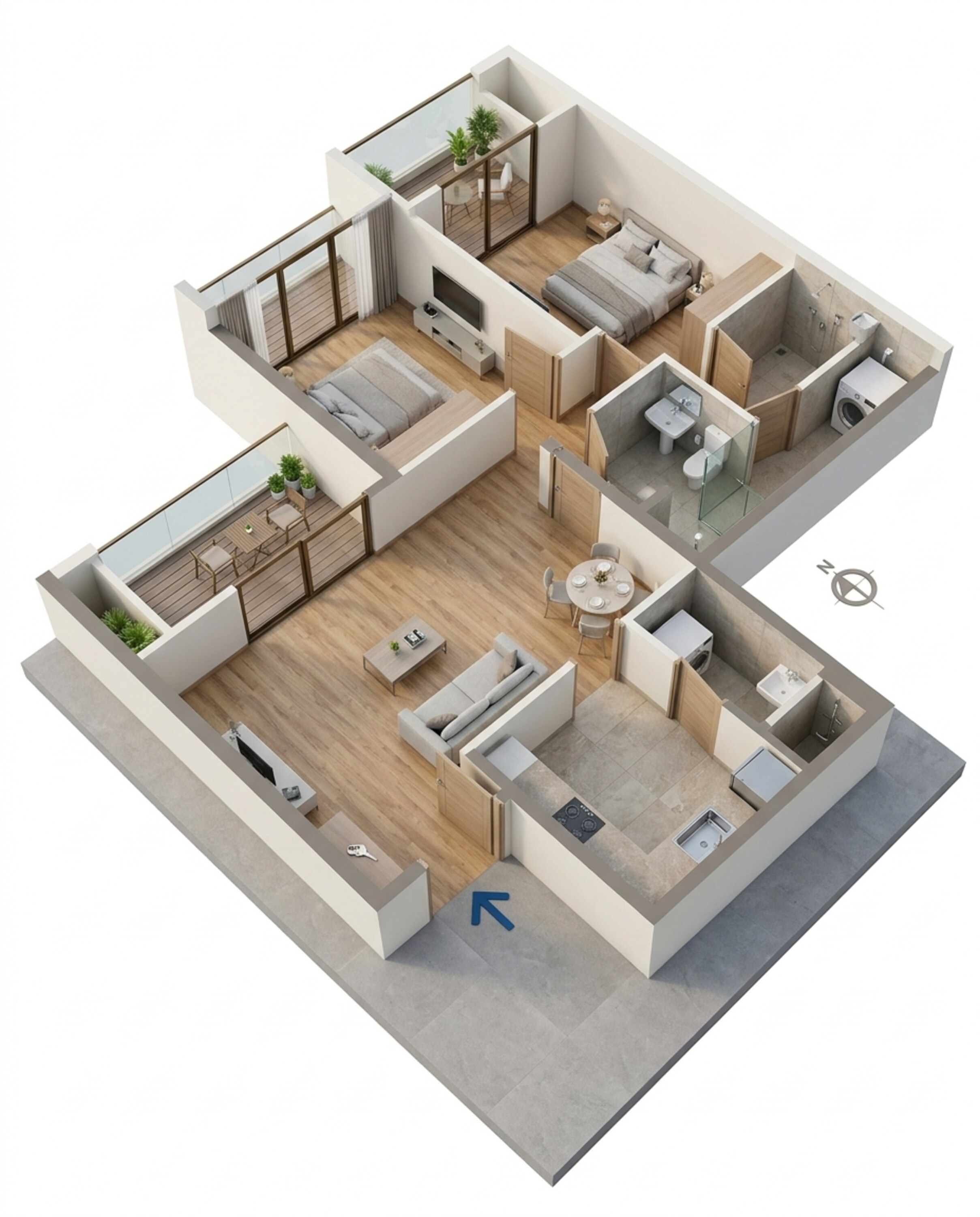 Floor plan of 2 BHK 751 Sq. Ft. Apartment in VTP Sierra, Pune