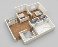 Floor plan of 2 BHK 680 Sq. Ft. Apartment in VTP Codename Skylights, Pune