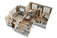 Floor plan of 2 BHK 740 Sq. Ft. Apartment in VTP Codename Skylights, Pune