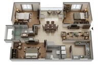 Floor plan of 3 BHK 1390 Sq. Ft. Apartment in Ramky One Harmony, Hyderabad