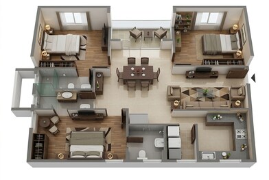 Floor plan of 3 BHK 1390 Sq. Ft. Apartment in Ramky One Harmony, Hyderabad