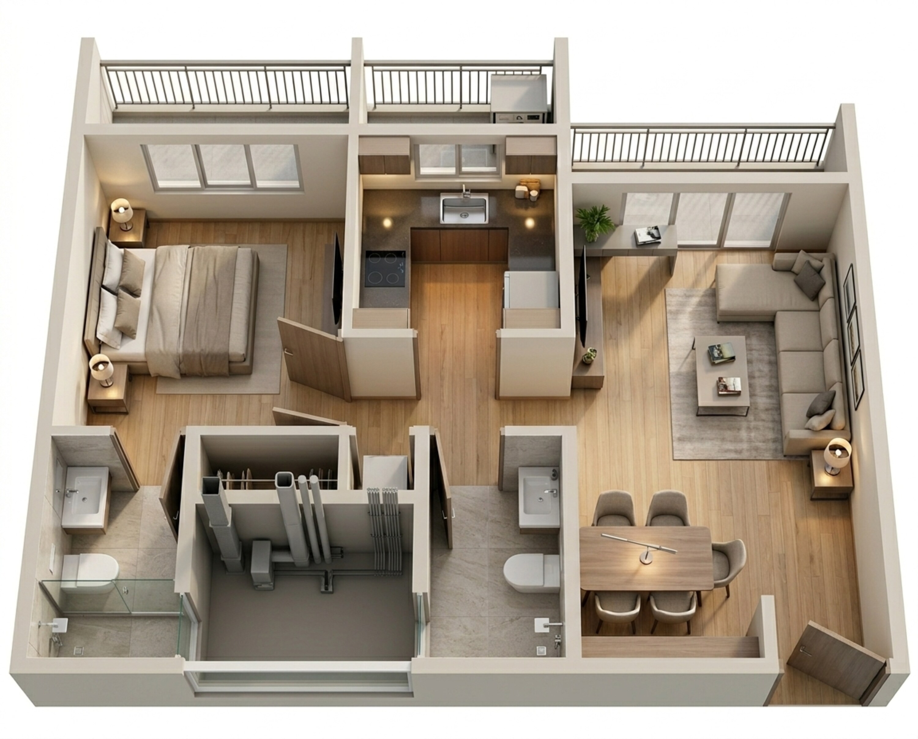Floor plan of 1 BHK 309 Sq. Ft. Apartment in JP North Aviva, Thane