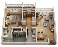 Floor plan of 1 BHK 309 Sq. Ft. Apartment in JP North Aviva, Thane