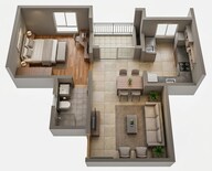 Floor plan of 1 BHK 782 Sq. Ft. Apartment in Brigade Cornerstone Utopia, Bangalore
