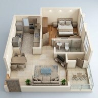 Floor plan of 1 BHK 799 Sq. Ft. Apartment in Brigade Cornerstone Utopia, Bangalore
