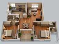 Floor plan of 2 BHK 1243 Sq. Ft. Apartment in Brigade Cornerstone Utopia, Bangalore