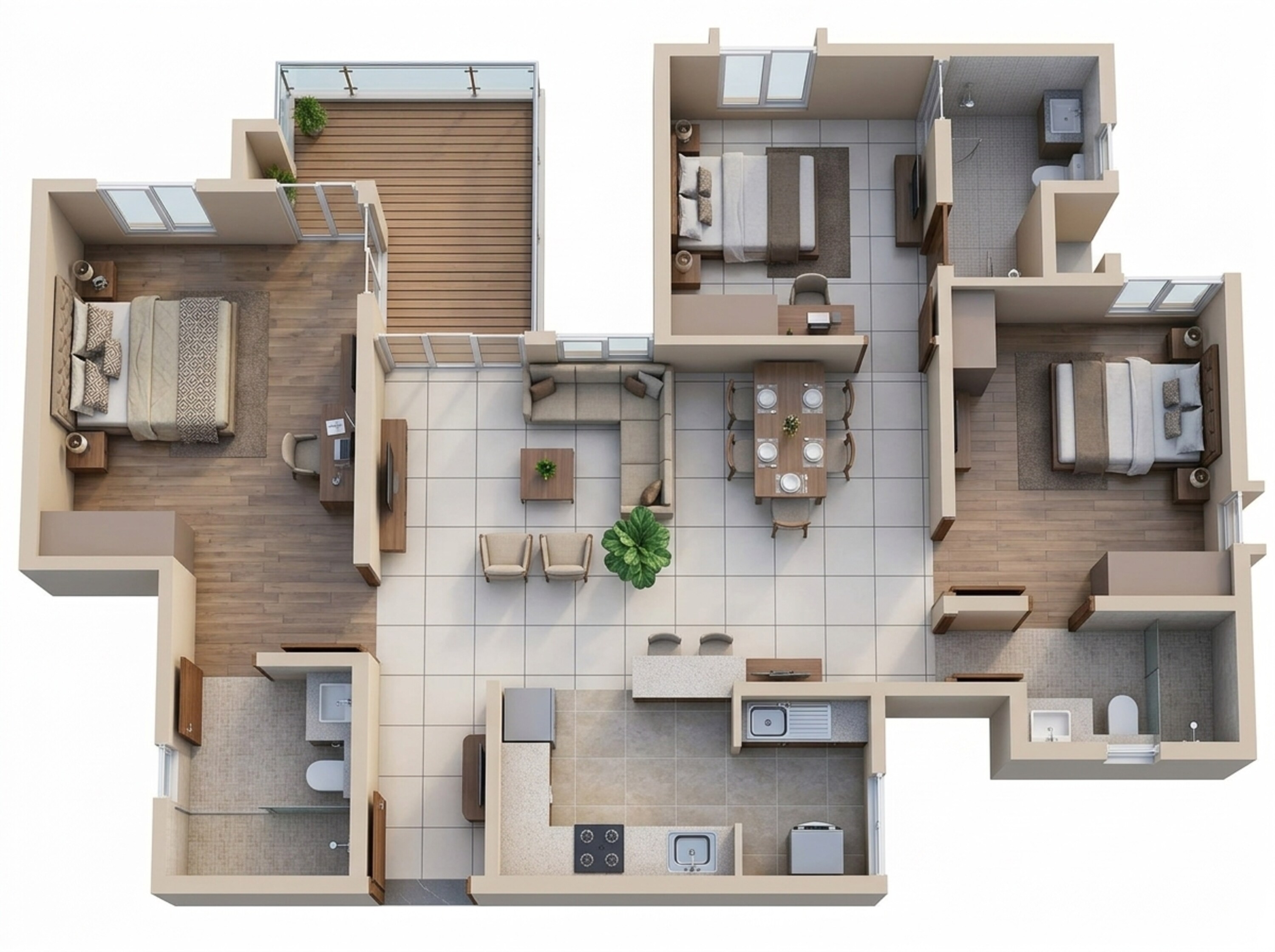 Floor plan of 3 BHK 1656 Sq. Ft. Apartment in Brigade Cornerstone Utopia, Bangalore