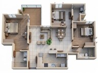 Floor plan of 3 BHK 1656 Sq. Ft. Apartment in Brigade Cornerstone Utopia, Bangalore