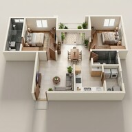 Floor plan of 2 BHK 1256 Sq. Ft. Apartment in Brigade Cornerstone Utopia, Bangalore