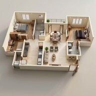 Floor plan of 3 BHK 1389 Sq. Ft. Apartment in Brigade Cornerstone Utopia, Bangalore