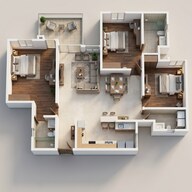 Floor plan of 3 BHK 1897 Sq. Ft. Apartment in Brigade Cornerstone Utopia, Bangalore