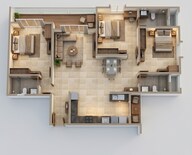 Floor plan of 3 BHK 1798 Sq. Ft. Apartment in Brigade Cornerstone Utopia, Bangalore