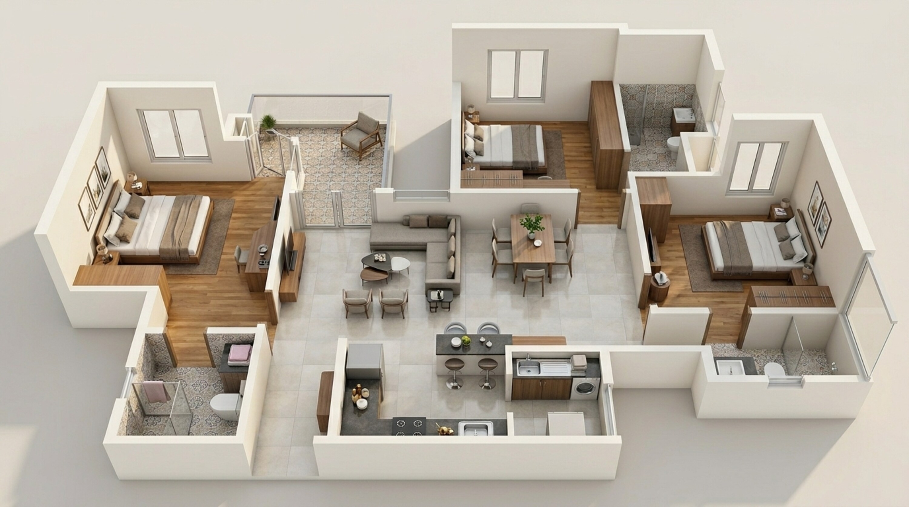 Floor plan of 3 BHK 1689 Sq. Ft. Apartment in Brigade Cornerstone Utopia, Bangalore