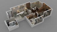 Floor plan of 2 BHK 533 Sq. Ft. Apartment in Purva Clermont, Mumbai