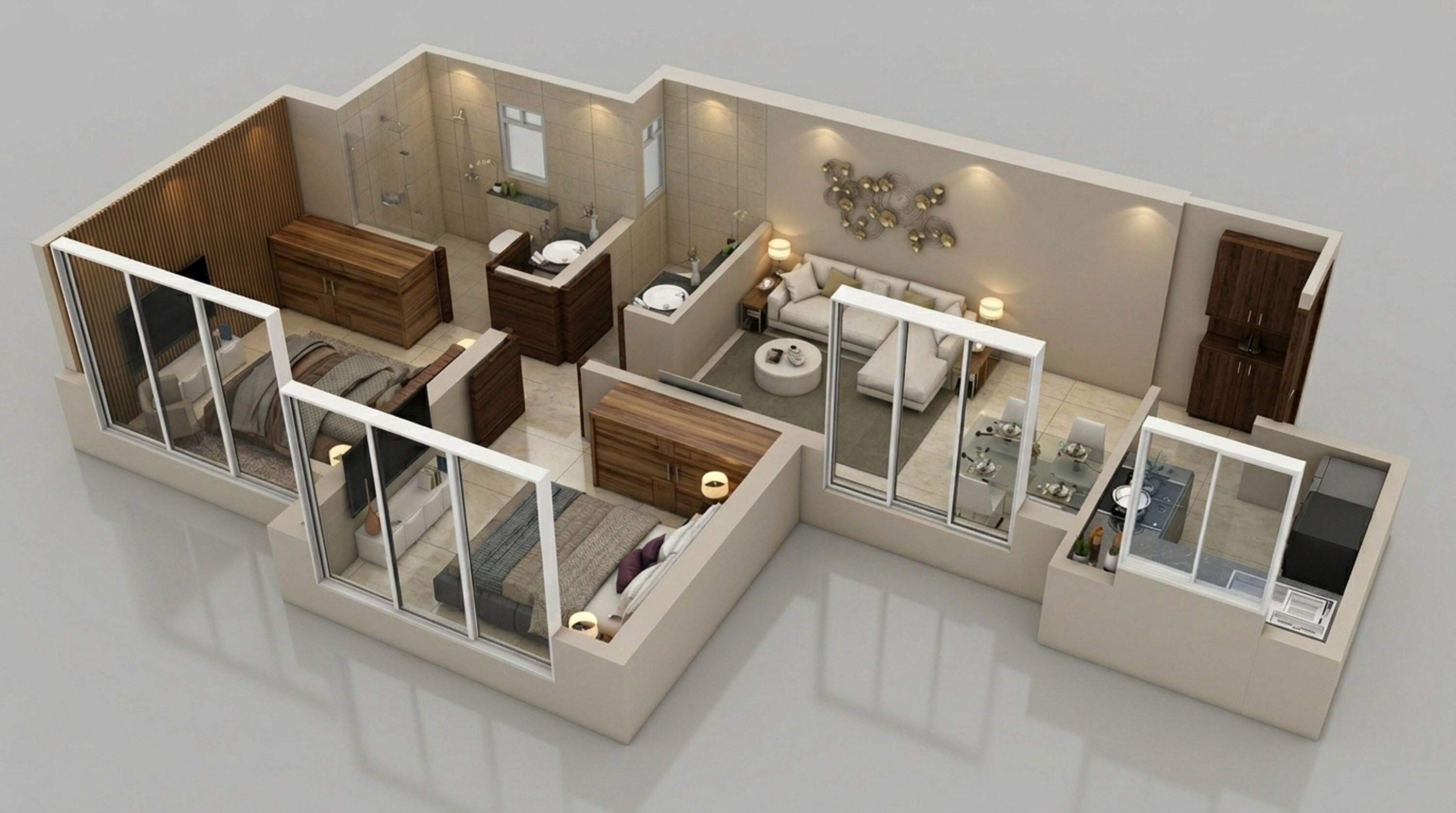 Floor plan of 2 BHK 616 Sq. Ft. Apartment in Purva Clermont, Mumbai