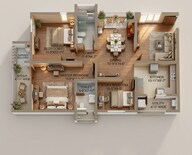 Floor plan of 3 BHK 1670 Sq. Ft. Apartment in Sumadhura Olumpus, Hyderabad