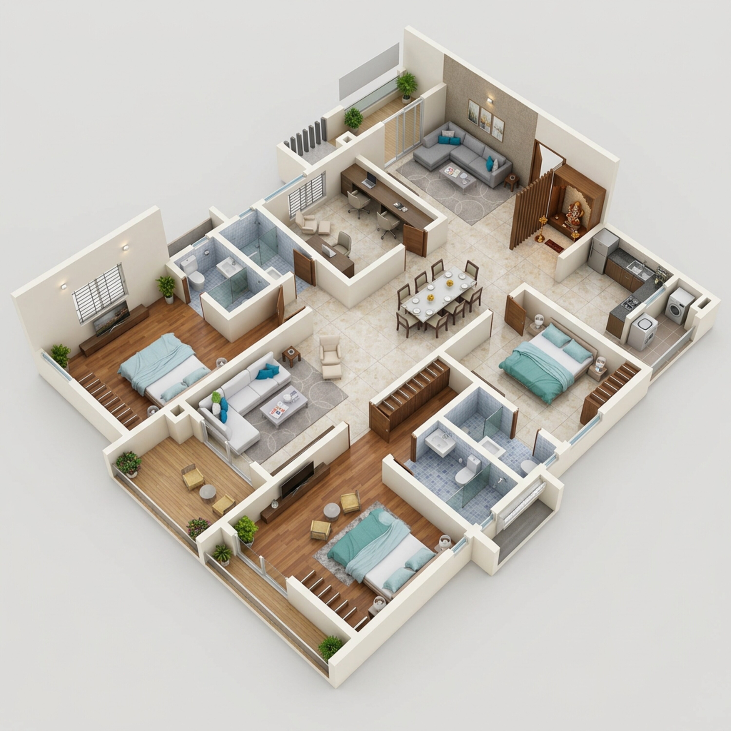Floor plan of 3 BHK 3000 Sq. Ft. Apartment in Sumadhura Olumpus, Hyderabad