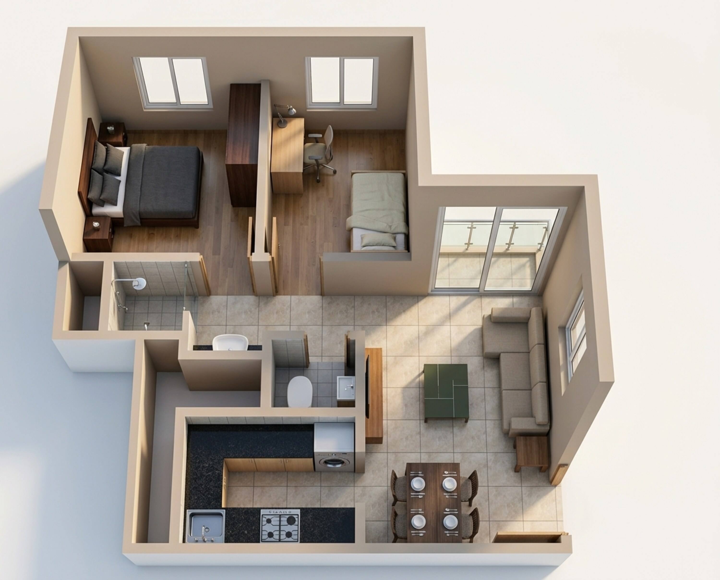 Floor plan of 2 BHK 684 Sq. Ft. Apartment in Provident Central Park, Bangalore