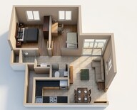 Floor plan of 2 BHK 684 Sq. Ft. Apartment in Provident Central Park, Bangalore