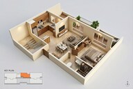 Floor plan of 2 BHK 663 Sq. Ft. Apartment in Adani Codename Greens, Pune