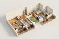Floor plan of 2 BHK 855 Sq. Ft. Apartment in Adani Codename Greens, Pune