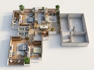 Floor plan of 3 BHK 1474 Sq. Ft. Apartment in Adani Codename Greens, Pune