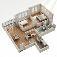Floor plan of 2 BHK 649 Sq. Ft. Apartment in Kolte Patil Life Republic 16th Avenue Arezo, Pune