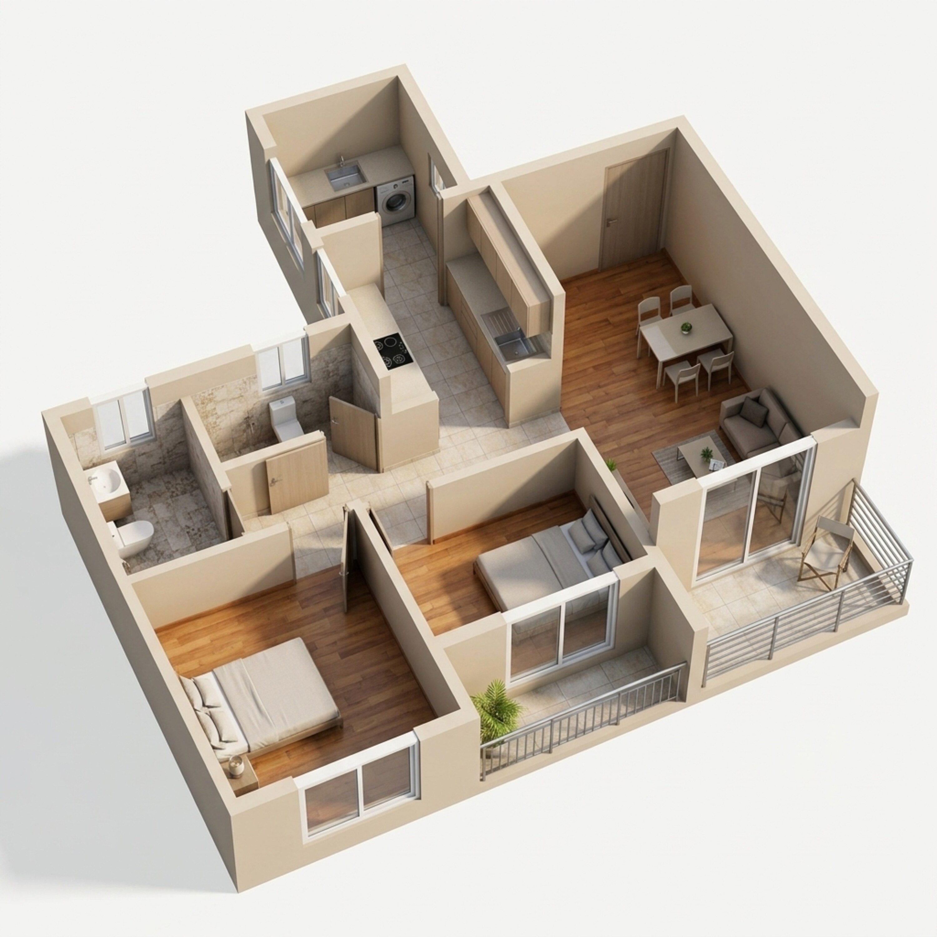 Floor plan of 2 BHK 637 Sq. Ft. Apartment in Kolte Patil Life Republic 16th Avenue Arezo, Pune